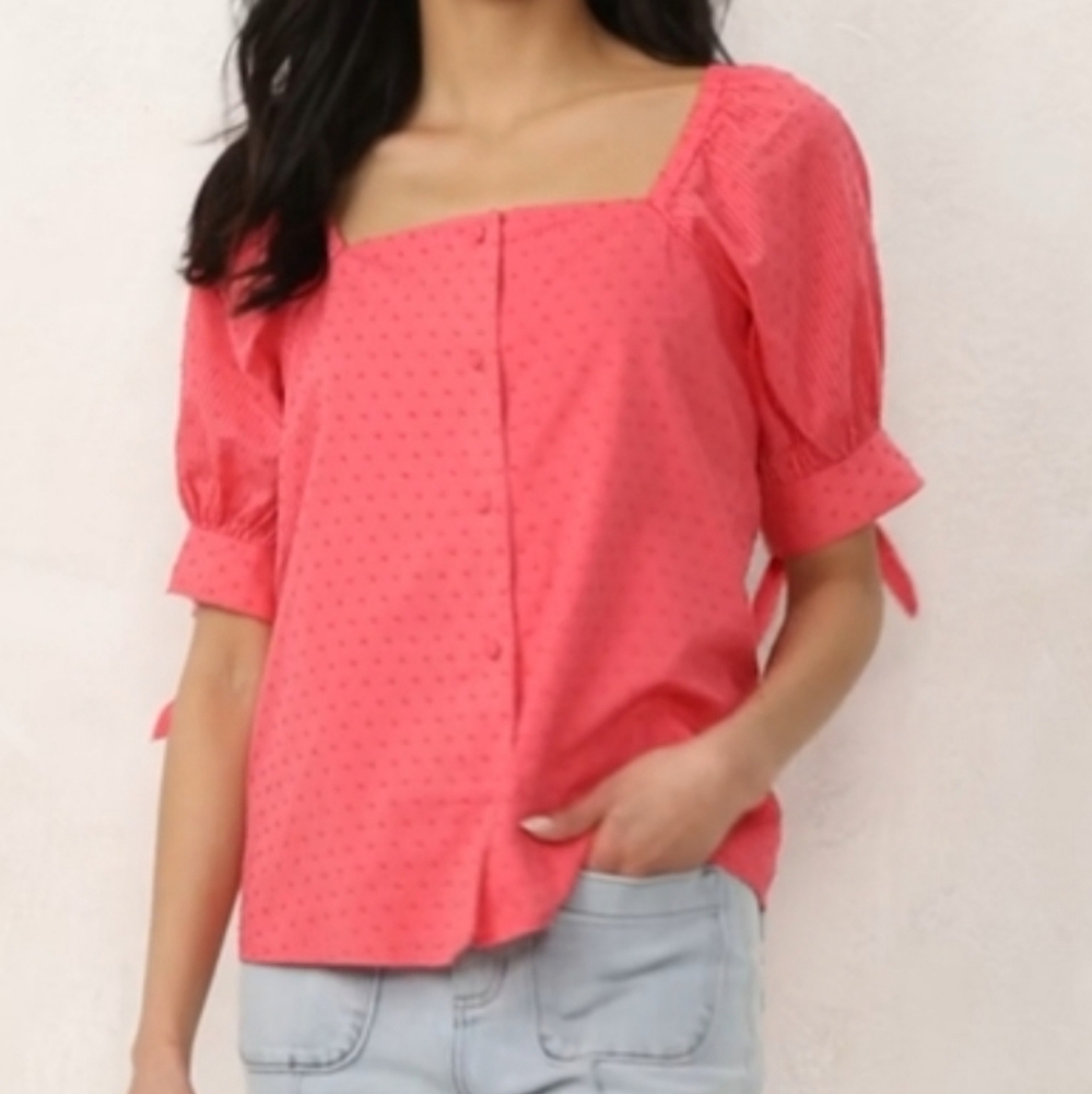 LAUREN CONRAD Women's Pink Button-Up Top